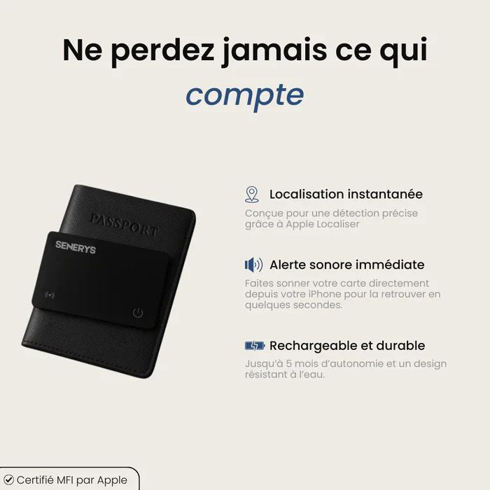 Carte Tracker Senerys - Ne perds jamais ton portefeuille